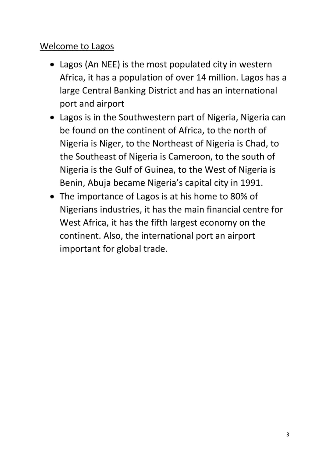Urban Trends
• The worlds urban population is constantly increasing,
HICs increase slower than LICs and NEEs because they
have already devel