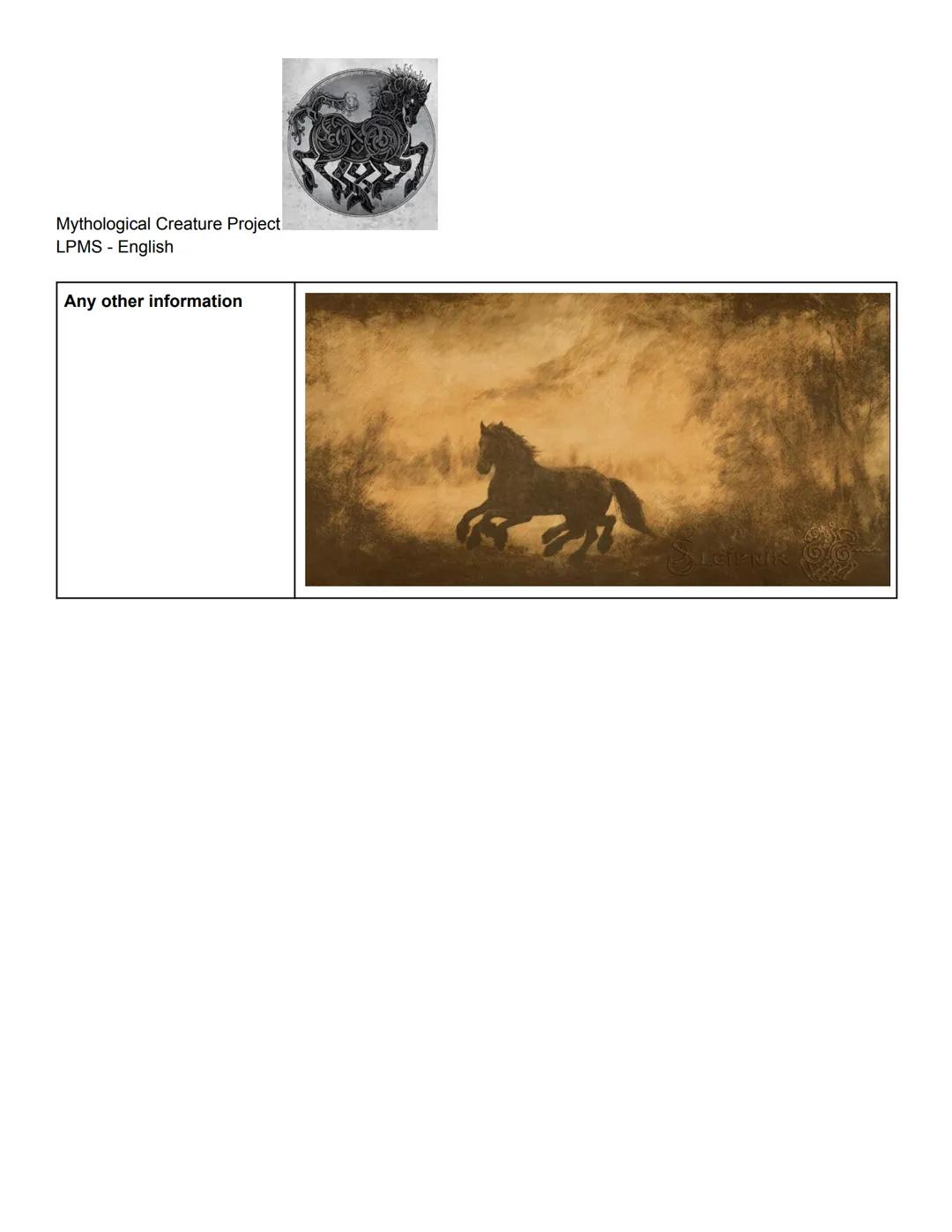 Mythological Creature Project
LPMS - English
This Google Document will be located in your Drive - Fill in the following information for your