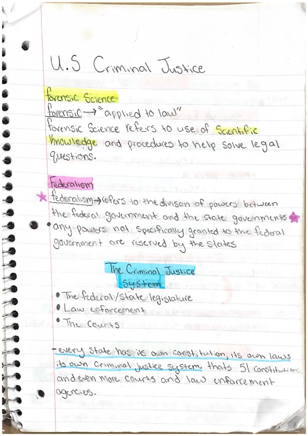 U.S Criminal Justice
forensic Science:
forensic→→"applied to law"
forensic Science refers to use of Scientific
Knowledge and procedures to h