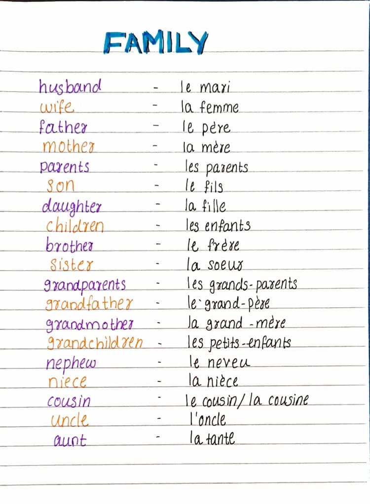 Learn Family Members in French - Easy PDF Guide 👨‍👩‍👧‍👧 (English Lang.) as PDF - Knowunity