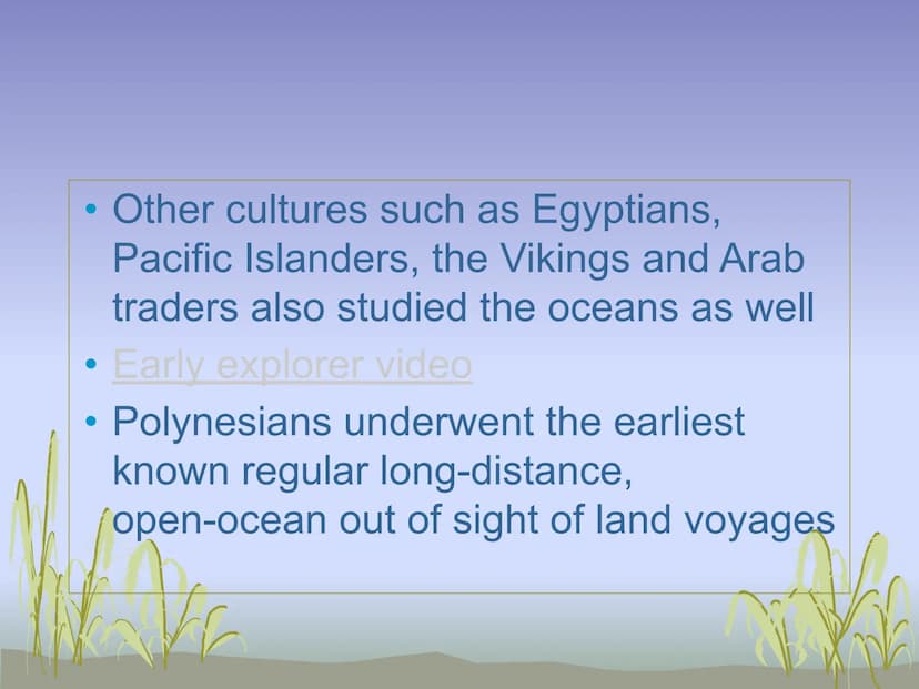 The Science of Marine Biology
UNIT 1
Intro video What is Marine Biology
Scientific study of organisms of the seas
●
W What is Oceanography?
