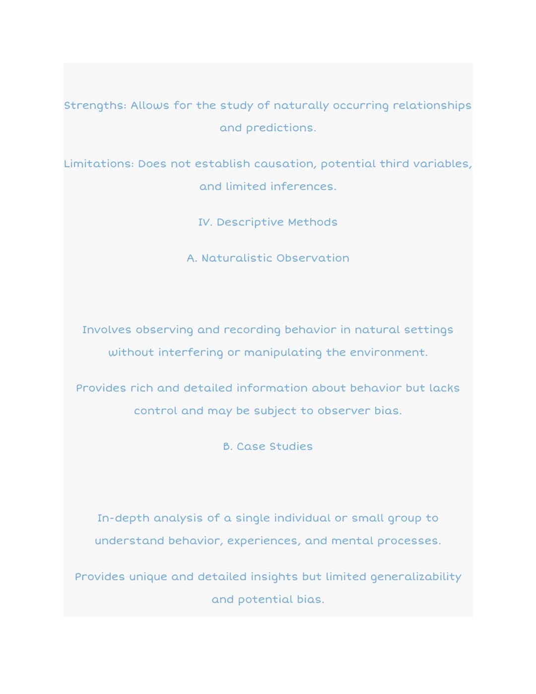 1.2 Research Methods in Psychology
Population
Sample
Random
Sample
Representative
Samle
Correlation
Coefficient
-pos & neg
Correlation
Causa