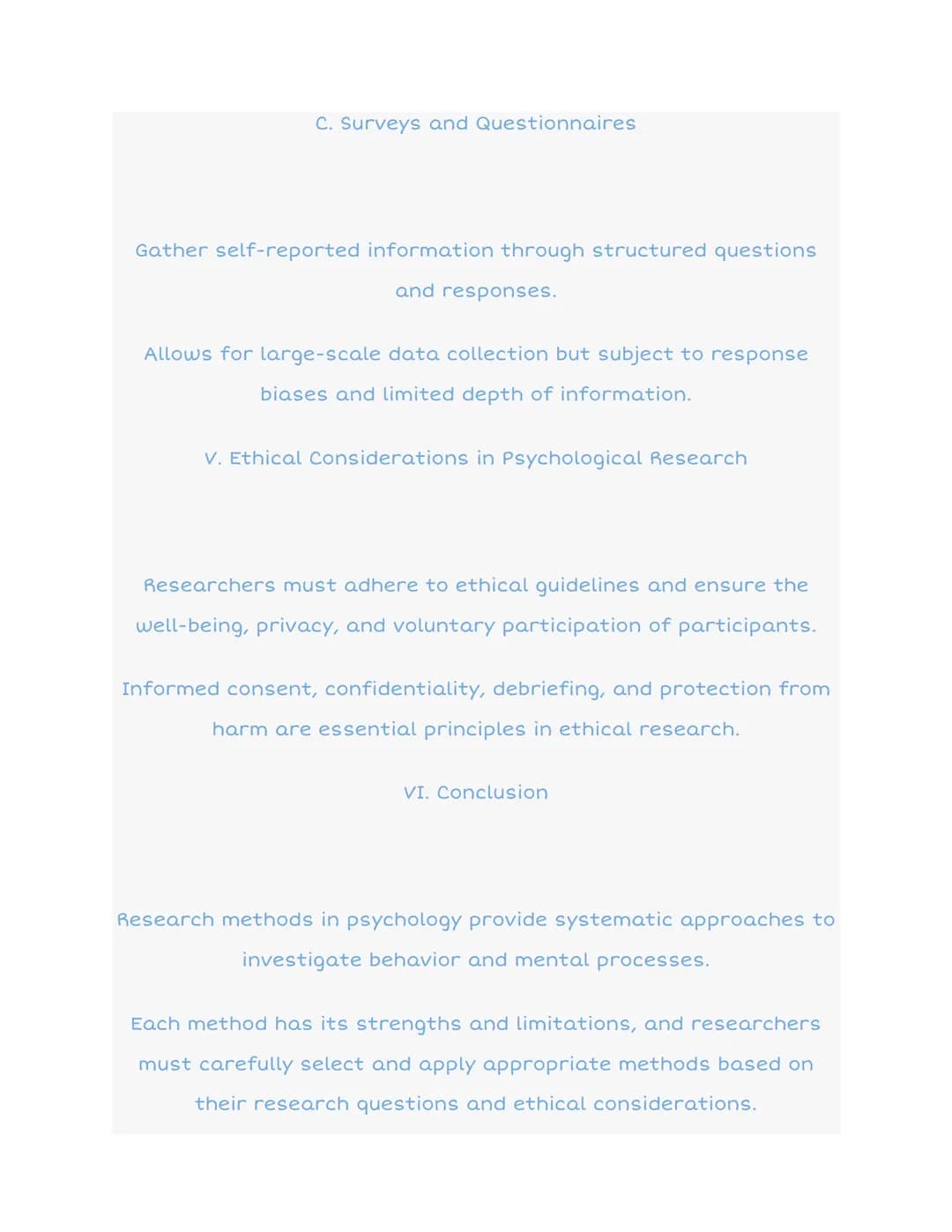 1.2 Research Methods in Psychology
Population
Sample
Random
Sample
Representative
Samle
Correlation
Coefficient
-pos & neg
Correlation
Causa