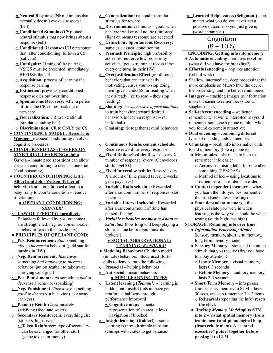 AP Psychology Study Guide
Operational Definition: clear, precise,
typically quantifiable definition of your
variables - allows replication
•