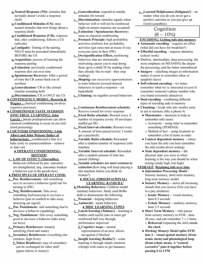 AP Psychology Study Guide
Operational Definition: clear, precise,
typically quantifiable definition of your
variables - allows replication
•