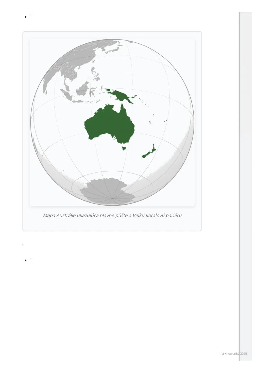 # Austrália a Oceánia

Prehľad / Úvod

Takže, dnes si prejdeme Austráliu a Oceániu. Je to veľmi zaujímavá časť sveta,
lebo je taká iná ako v