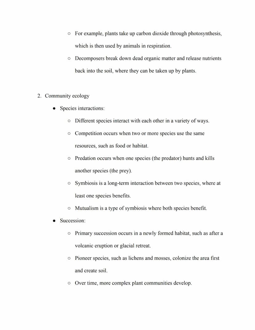 AP Biology Study Guide
VIII. Ecology:
1. Ecosystems
Biotic and abiotic factors:
O
O
O
Biotic factors refer to living components of an ecosys