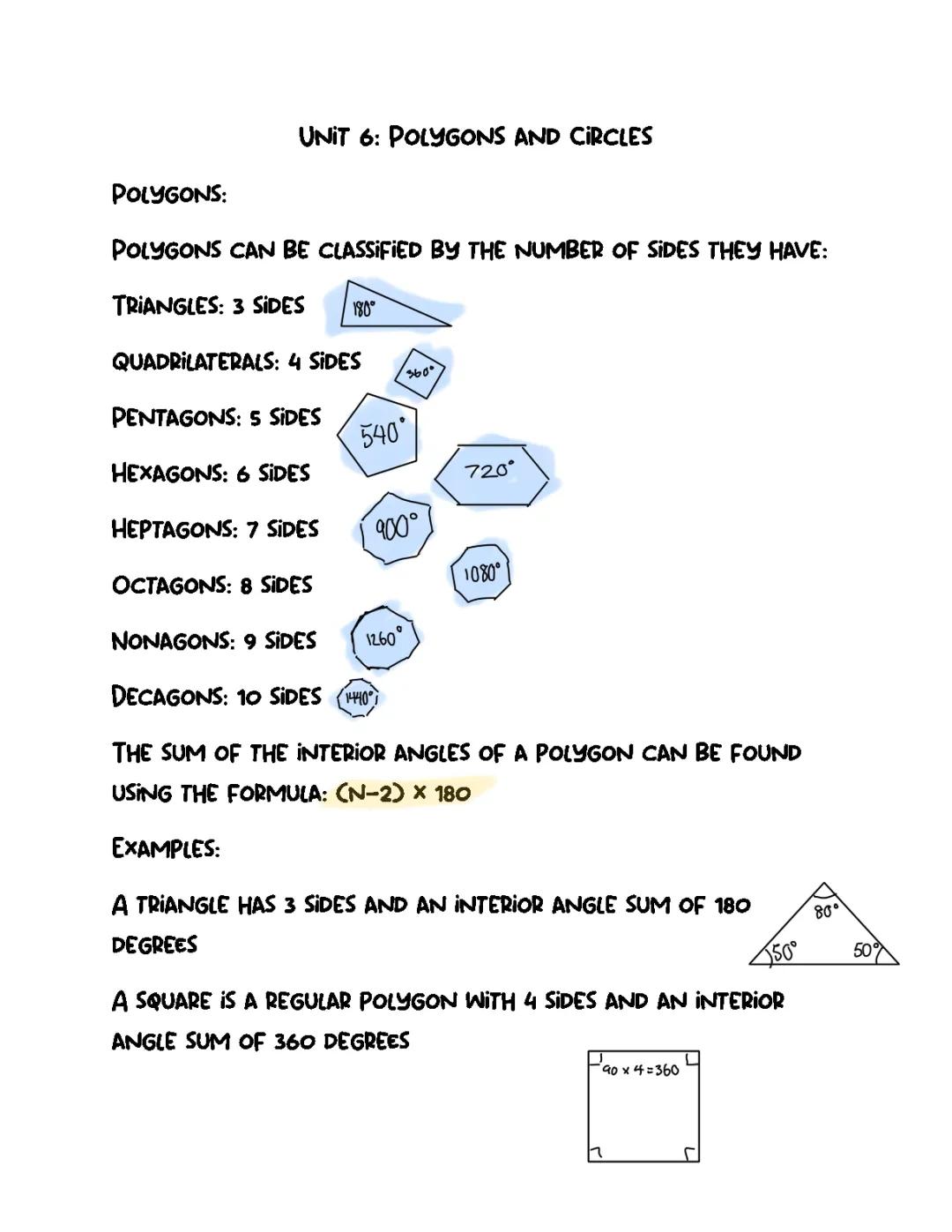 Polygons and Circles: Formulas and Properties for Class 10