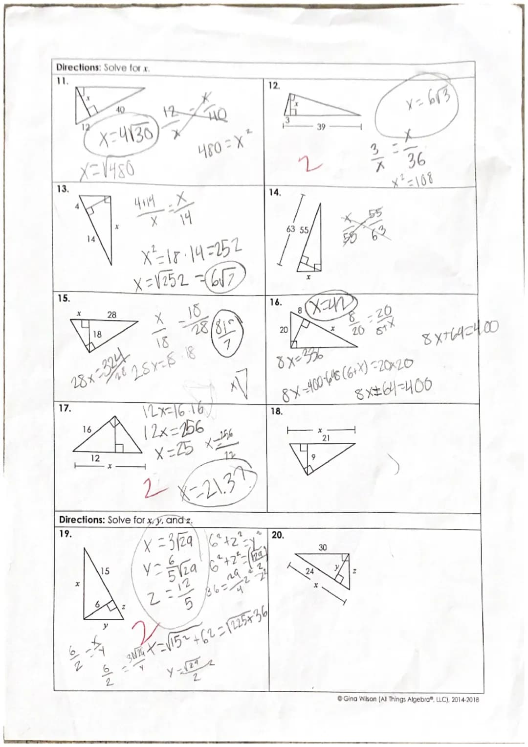 Name: Videt Freeman
Date:
Unit 7: Right Triangles & Trigonometry
Homework 3: Similar Right Triangles
& Geometric Mean
Per:
**This is a 2-pag