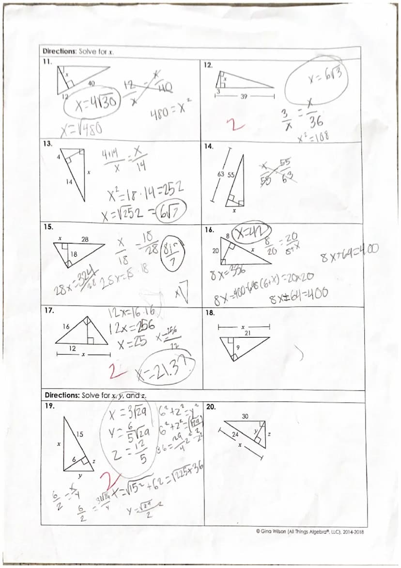Name: Videt Freeman
Date:
Unit 7: Right Triangles & Trigonometry
Homework 3: Similar Right Triangles
& Geometric Mean
Per:
**This is a 2-pag