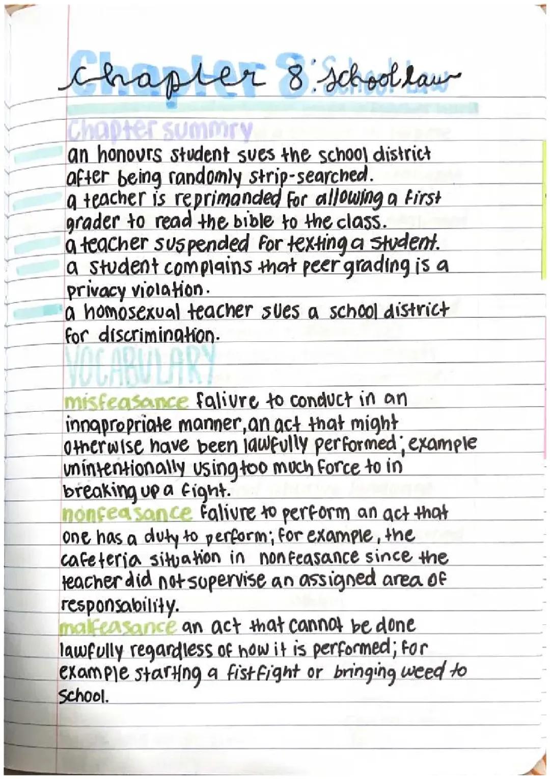 Understanding School Law: Key Points from Chapter 8