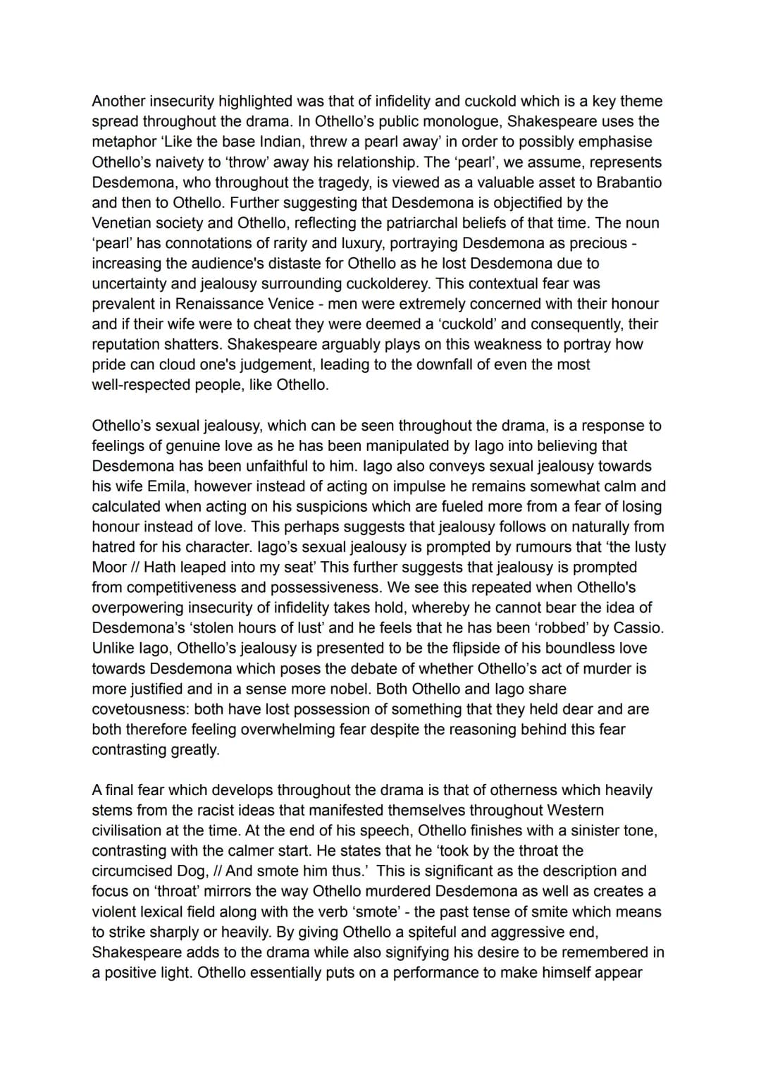 Othello Final Speech and Insecurities Essay for Kids
