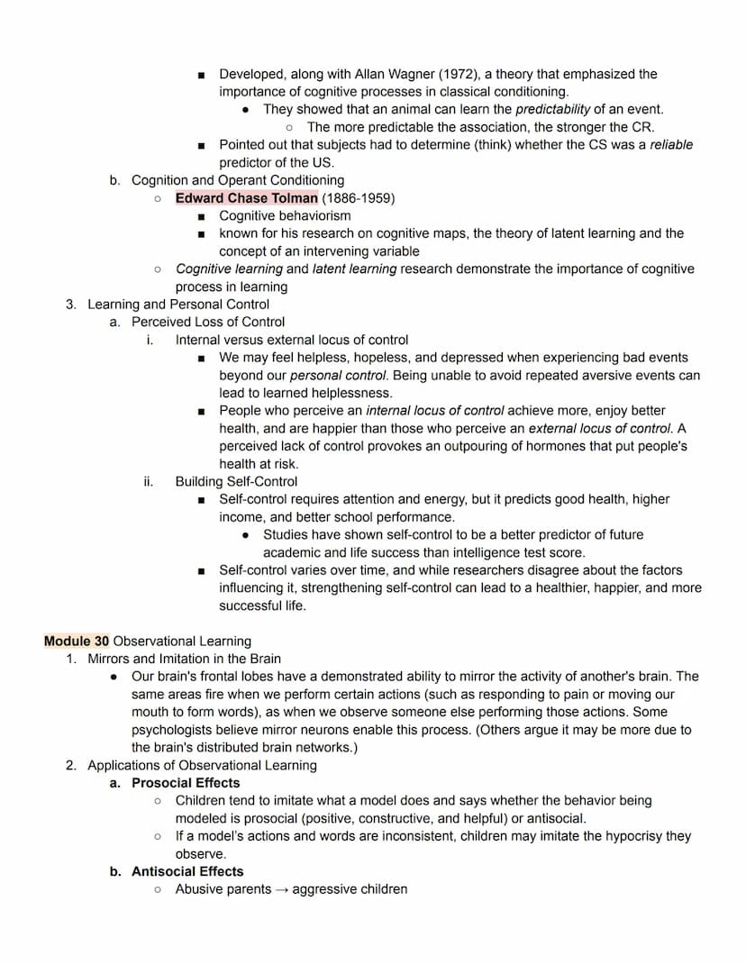 Unit 4 Outline
Learning
Module 26 How We Learn and Classical Conditioning
1. How do we learn?
Learn
●
O
■ Experiments in observations (obser