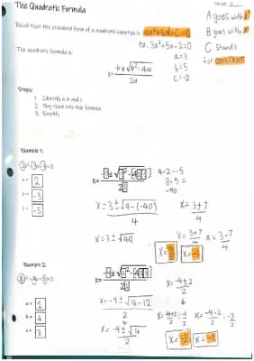 Know The Quadratic Formula notes thumbnail