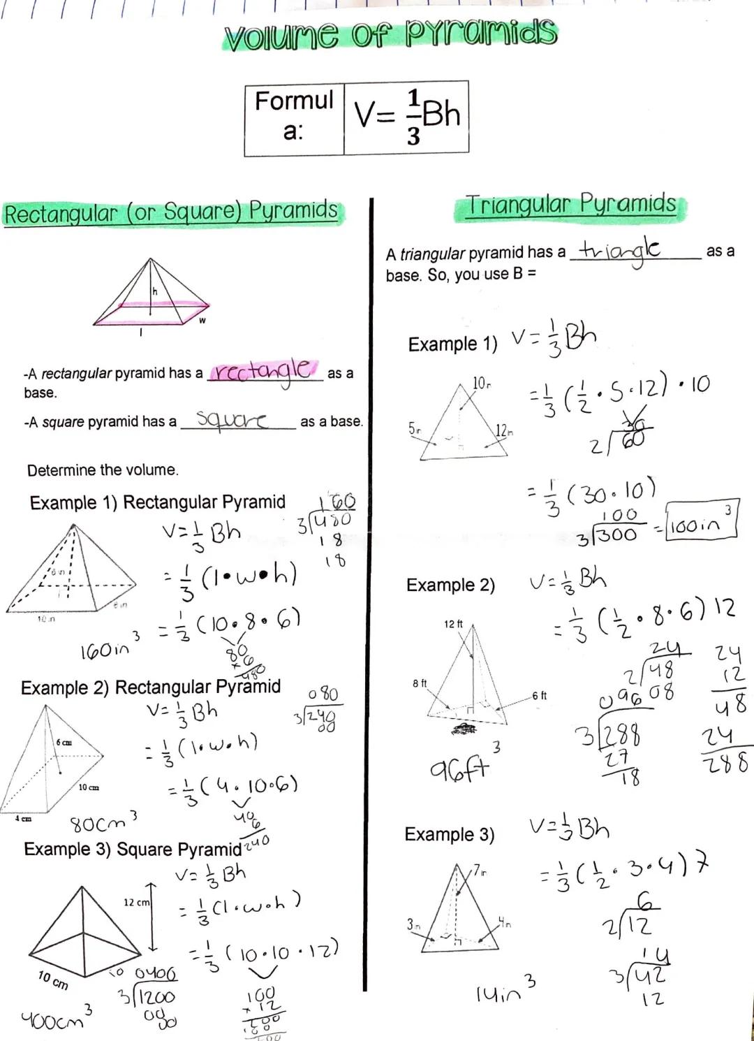 Volume of pyramids