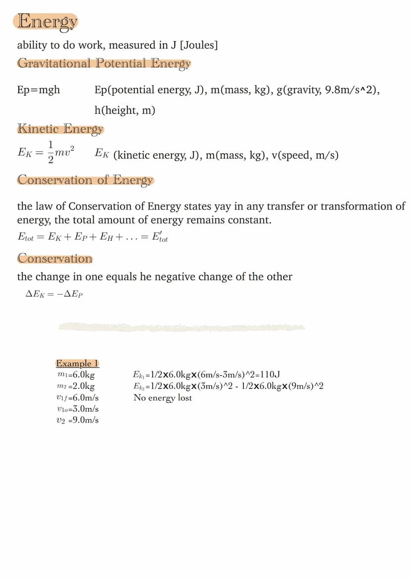Work
is the change in energy.
I.
W=Fd W(work, J [Nm]), F(force, N), d(displacement, m)
Note: The force and distance must act in the same dir