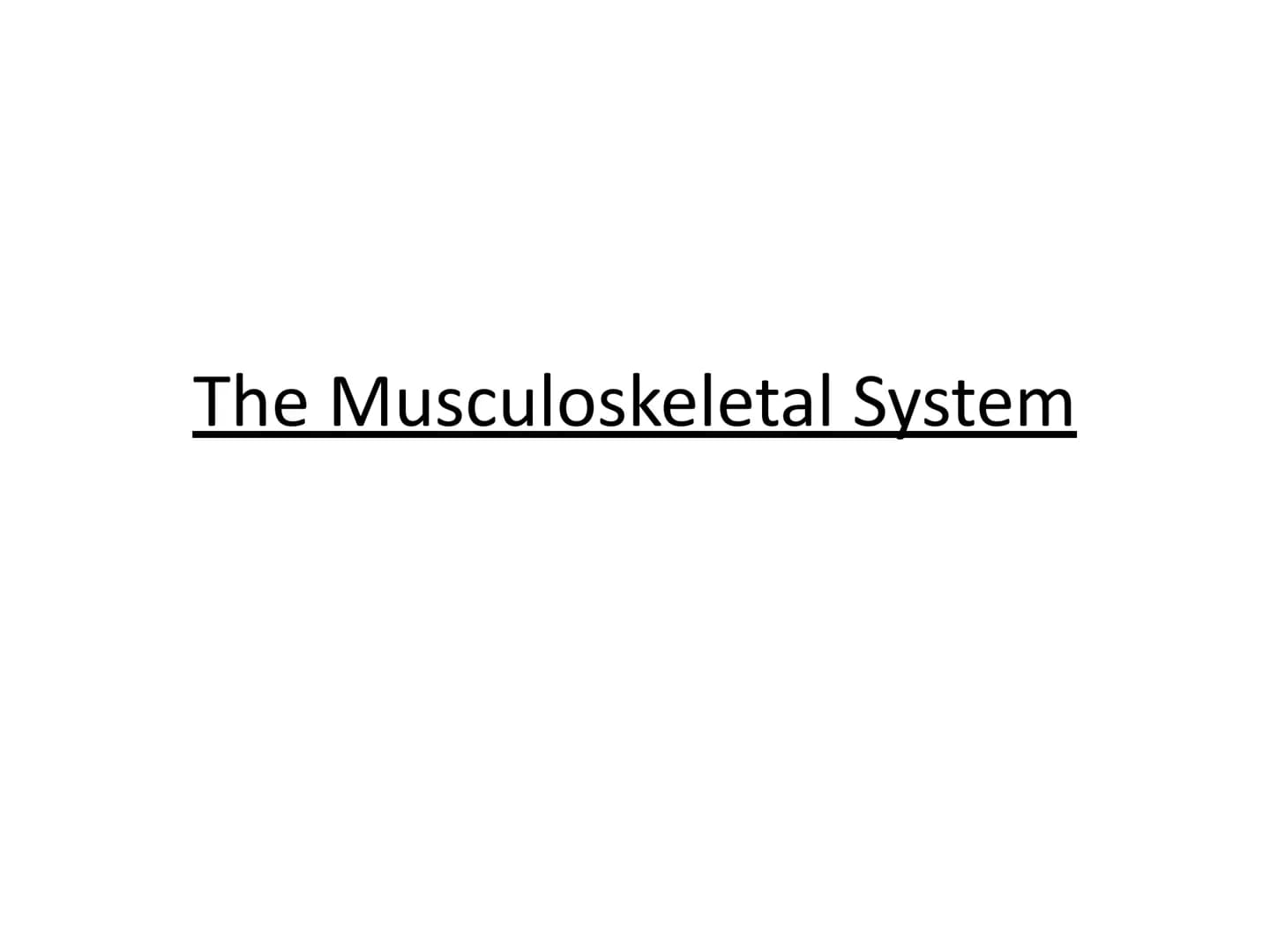 The Musculoskeletal System Musculoskeletal
system:
• A system made of muscles and bones
●
Muscles are attached to bones by tendons
• Bones a
