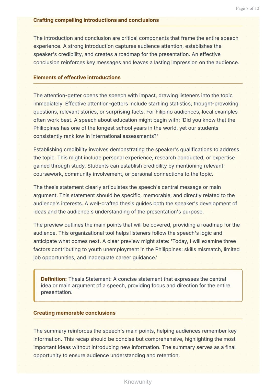 Effective Public Speaking: Speech Preparation and Organization
Master speech preparation and organization for effective
presentations
What Y