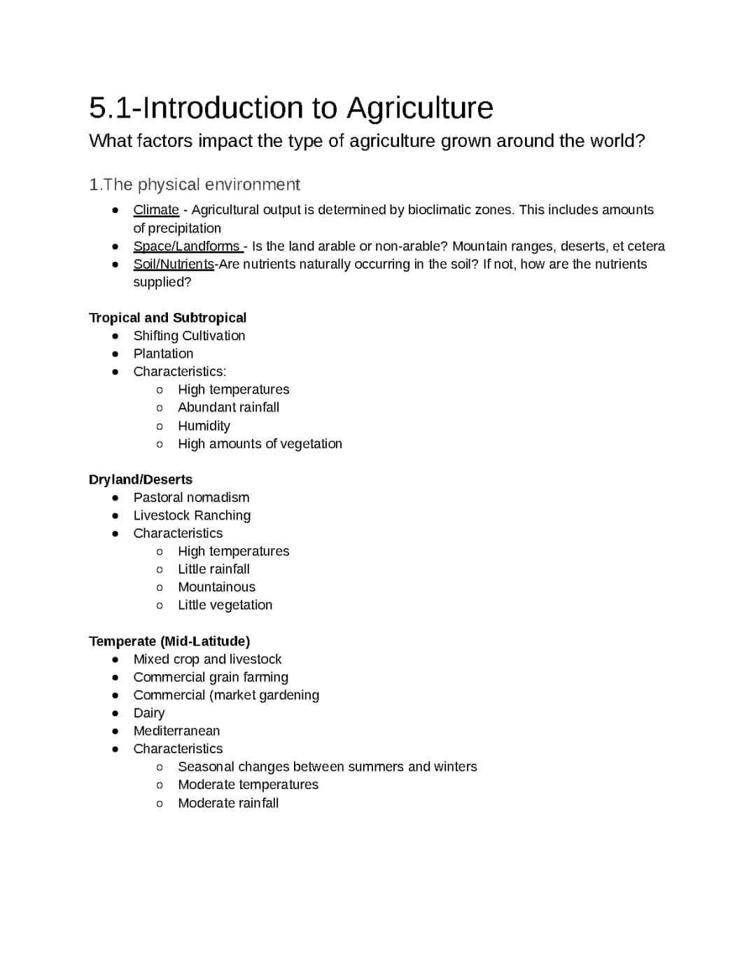 AP Human Geography Unit 5 Agriculture Notes PDF and Quizlet