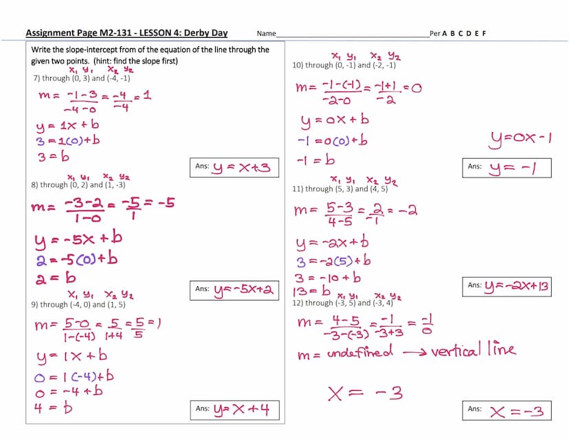 
<h2 id="practice">Practice</h2>
<p><strong>1) Linear Graph Analysis</strong></p>
<ul>
<li>Examine the linear graph and find the y-intercept