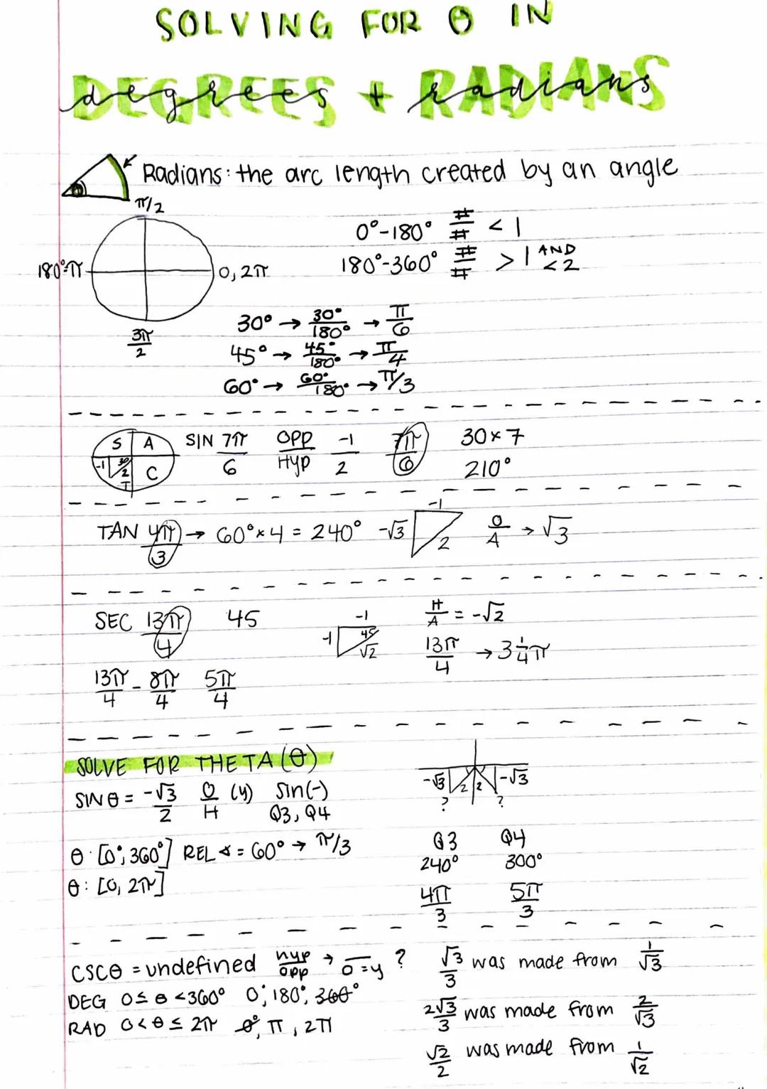BASIC TRIG
#2 (-1,4)
y
SIN
EXI
unit
circle
-y
COS
TAN +
EXZ
(-x,-4)
Q₁
이+
x= -2
hyp: 5
+
+
-
-y
-
-2
y
∙4
SINO O + tano >O
COSO<O +
(h'x) 1
