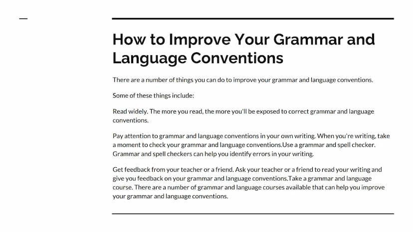 Grammar and Language
Conventions
Intro What are Grammar and Language
Conventions?
Grammar and language conventions include the following:
Se