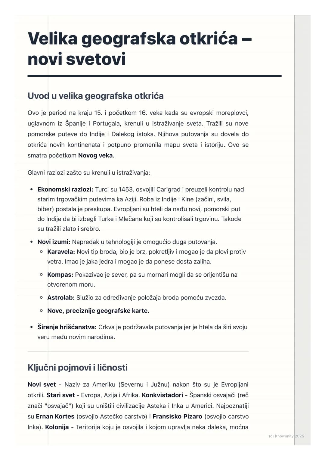 # Velika geografska otkrića -
novi svetovi

Uvod u velika geografska otkrića

Ovo je period na kraju 15. i početkom 16. veka kada su evropsk