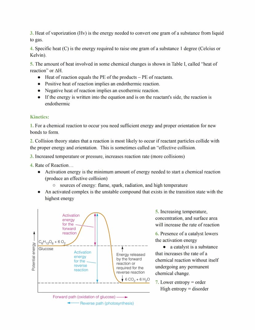 Kinetics, Heat, & Temperature
1. Energy can exist in different forms - chemical, electrical, electromagnetic, thermal,
mechanical, and nucle