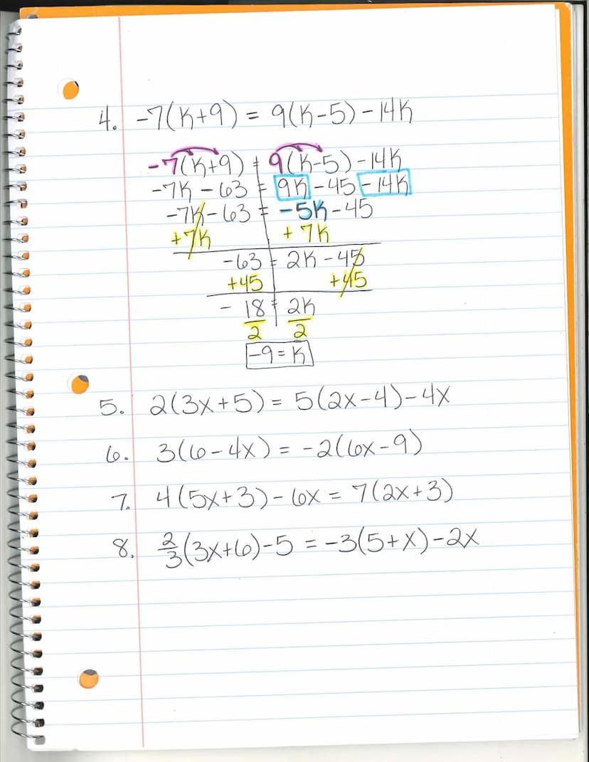 S
Multi-Step Equations (Part 2)
Number of Solutions:
when the equation
has exactly one solution.
Ex:
One Solution
Null Set
when there is no 