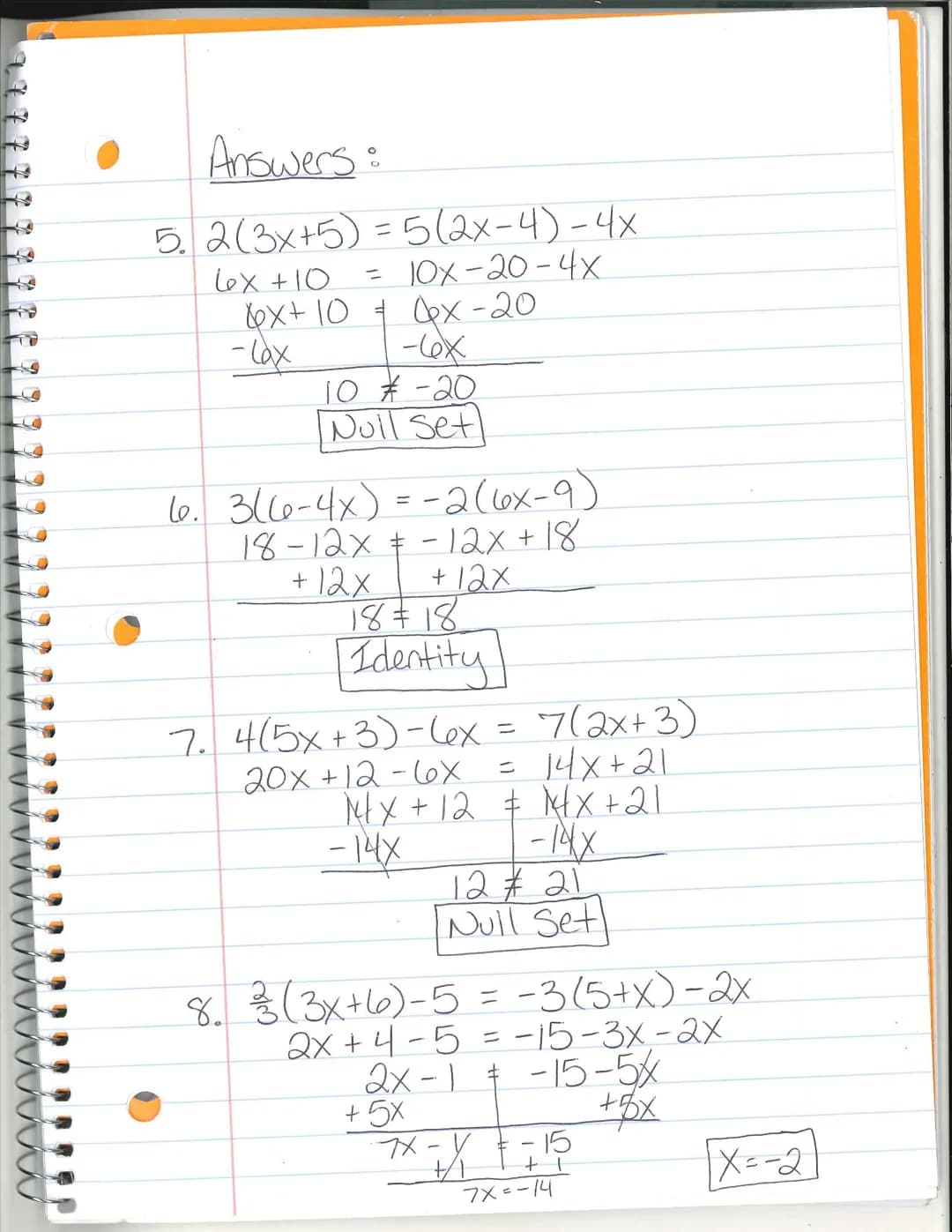 S
Multi-Step Equations (Part 2)
Number of Solutions:
when the equation
has exactly one solution.
Ex:
One Solution
Null Set
when there is no 