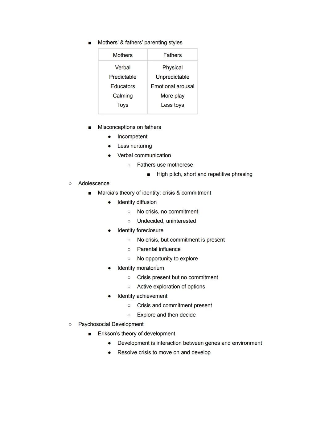 Psychology 1 Study Guide
➤ Chapter 8: Lifespan Development
Development
O
■
■
■
Nature-nurture issue:
● Nature: genetics & biological factors