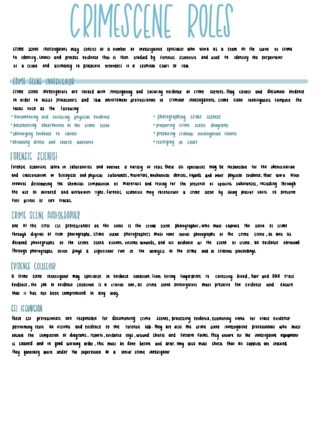 crime scene roles 
