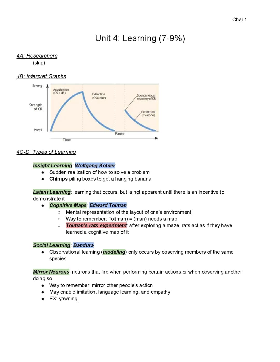 Awesome AP Psych Unit 4 and 5 Learning Notes + Fun Quizzes