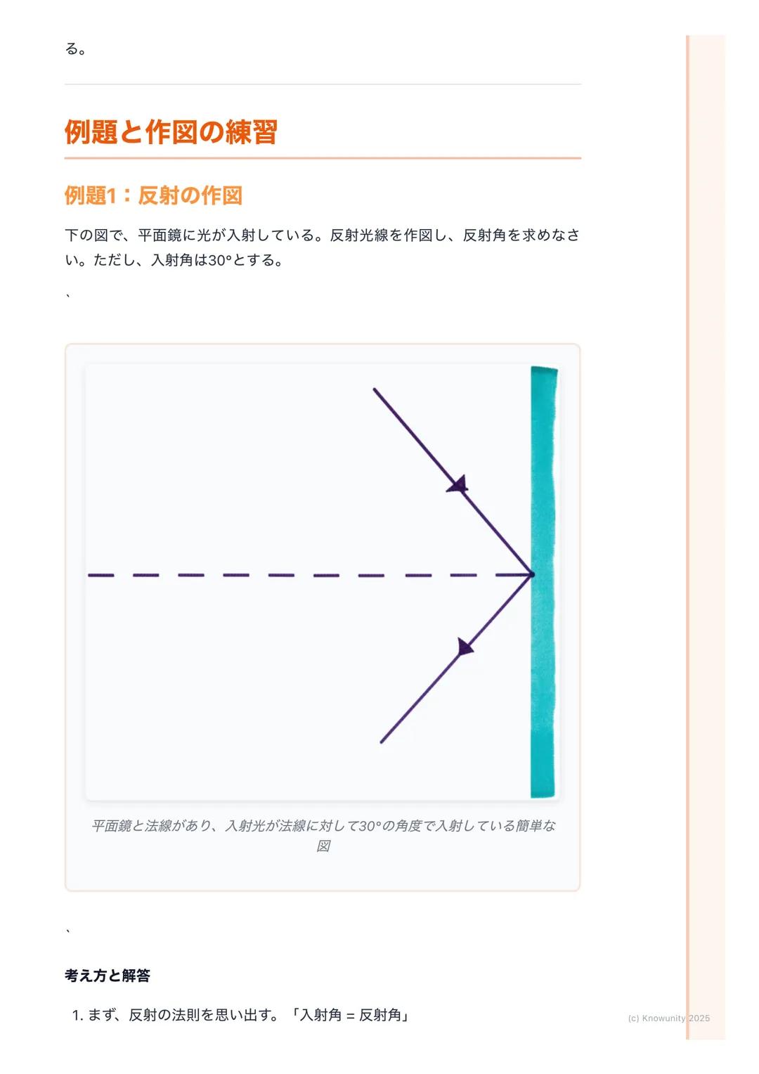 # 光の進み方

## 光の進み方の基本

光は、太陽や電球などの光源から出て、まわりのものに当たって私たちの目に届
く光には3つの大事な性質がある

1. まっすぐ進む(直進)
2. はね返る(反射)
3. 曲がる (屈折)

この3つの性質を理解することが、テストで点をとるカ