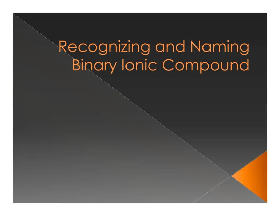 Recognize and Name a Binary Compound