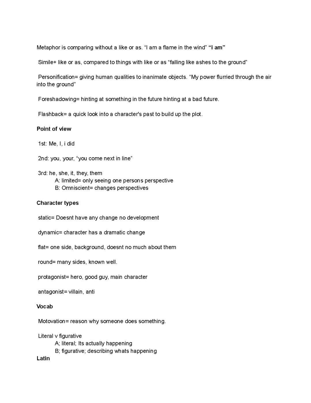 English 1, hero types, point of veiw
