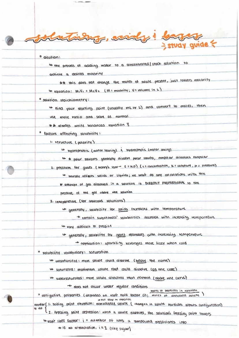 • golutions, anialy & barges
aciels,
STUDY GUIDE
8 (partially positive-aipole)
.
SOLUTIONSMOLARITY
solution composition:
O
1. solute: what i
