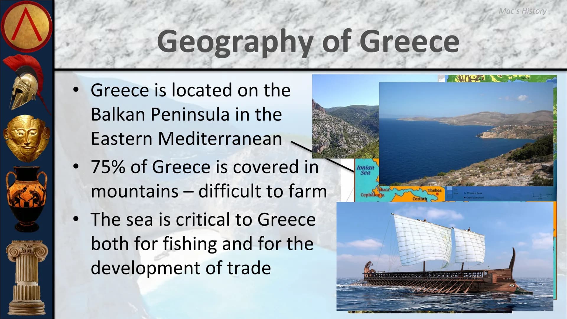 C
33335
Me
1333
ANCIENT GREECE
The Minoan and Mycenaean
Civilizations SAVARKAAAAANAAAT
Sor
Geography of Greece
Greece is located on the
Balk