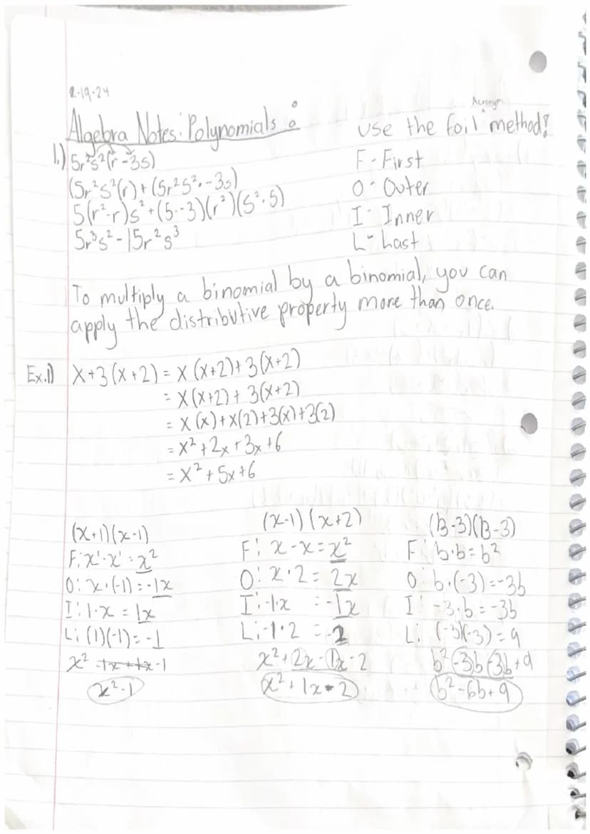 Algebra Notes (Polynomials) 1-31-24
५.
L
0 6
-X'
+
3x² + 6-4
X
· 48 x 4 · x 4 + 3 x² + 60
3х4 - Monomial
131tx - Binomial } Polynamids
4x³- 