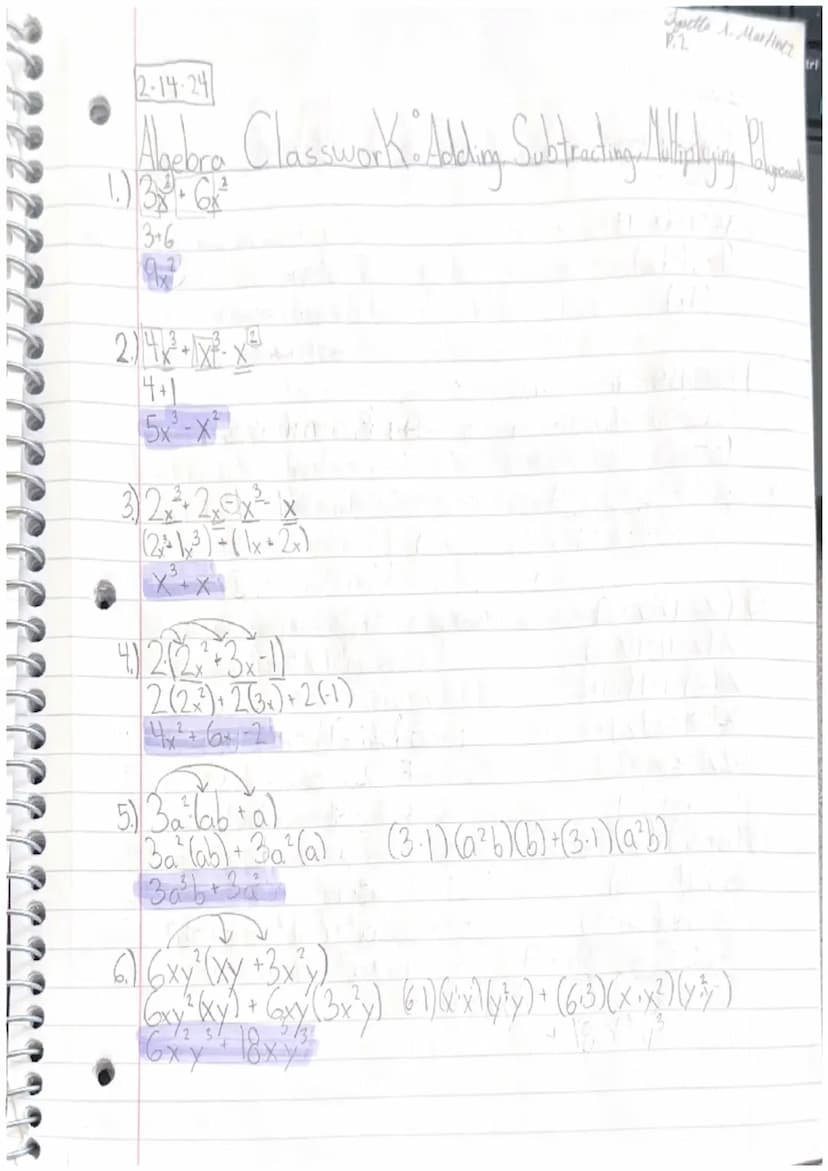Algebra Notes (Polynomials) 1-31-24
५.
L
0 6
-X'
+
3x² + 6-4
X
· 48 x 4 · x 4 + 3 x² + 60
3х4 - Monomial
131tx - Binomial } Polynamids
4x³- 
