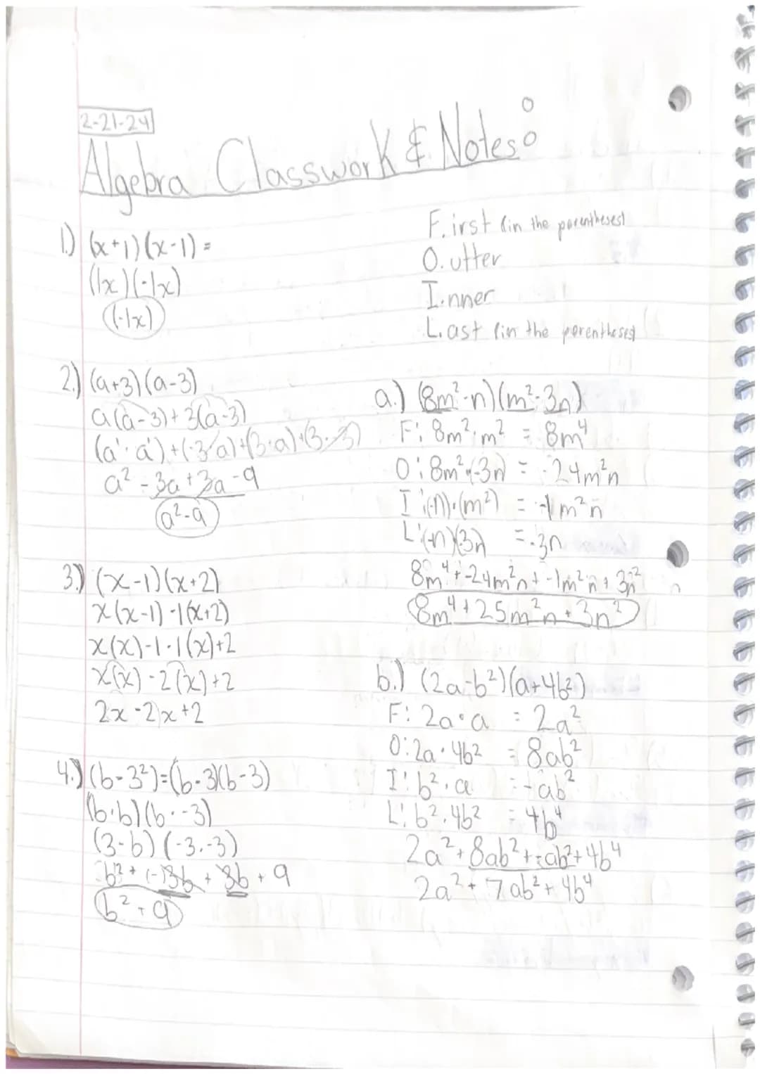 Algebra Notes (Polynomials) 1-31-24
५.
L
0 6
-X'
+
3x² + 6-4
X
· 48 x 4 · x 4 + 3 x² + 60
3х4 - Monomial
131tx - Binomial } Polynamids
4x³- 
