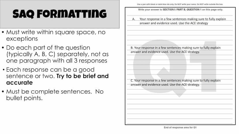 
<h2 id="whysaq">Why SAQ?</h2>
<p>The Short Answer Question (SAQ) is a question that requires a brief, specific, and accurate answer. It doe