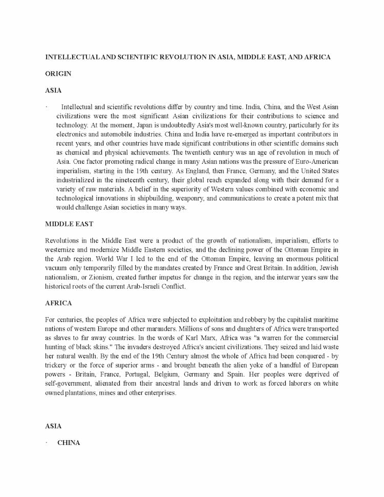 Know INTELLECTUAL AND SCIENTIFIC REVOLUTION IN ASIA, MIDDLE EAST, AND AFRICA thumbnail