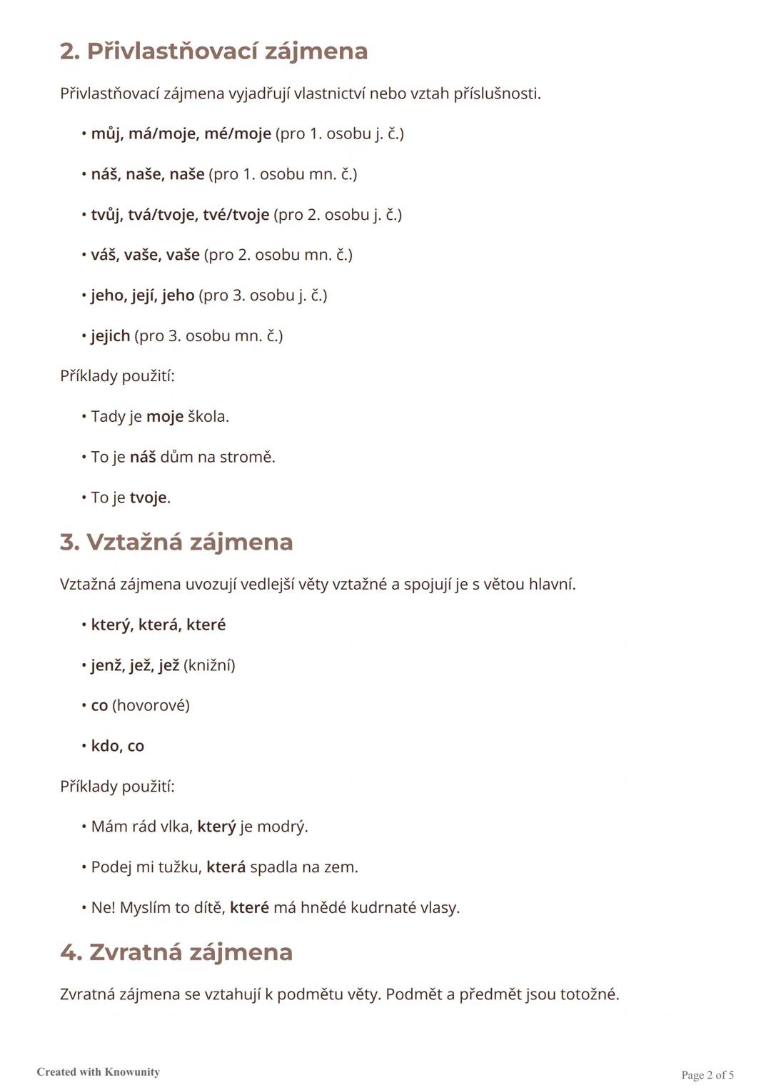 Zájmena
Přehled různých druhů zájmen v češtině a jejich použití ve větách.
Co jsou zájmena?
Zájmena (pronomena) jsou slovní druh, který nahr