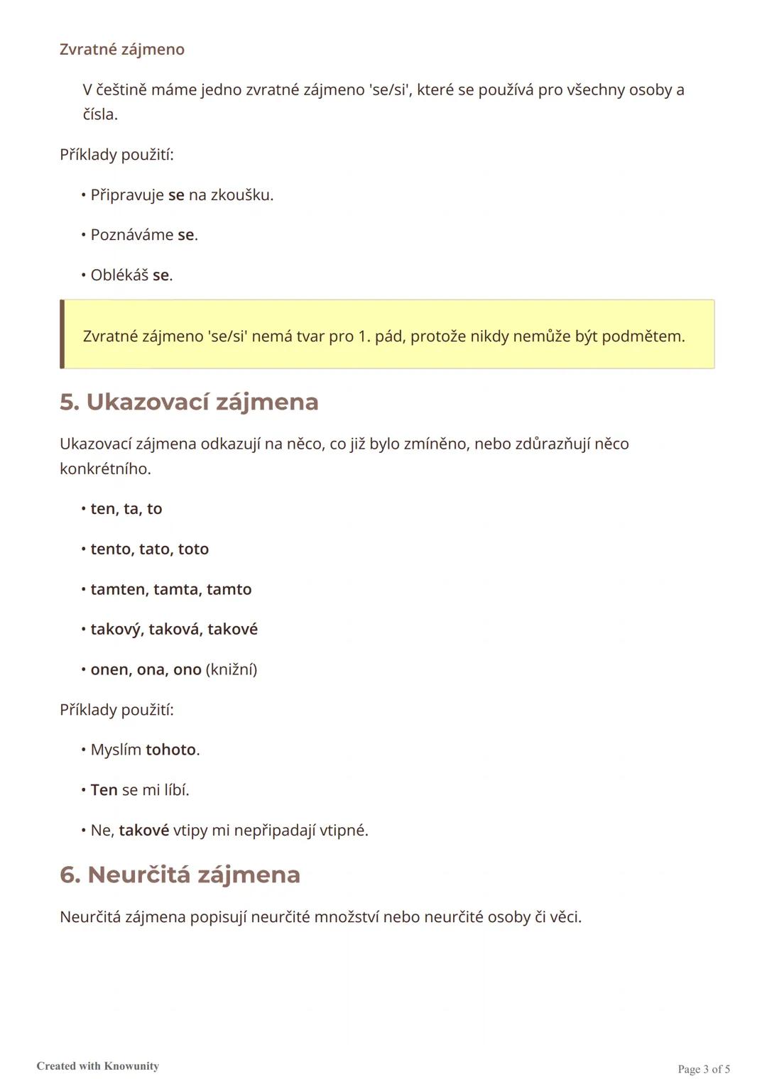 Zájmena
Přehled různých druhů zájmen v češtině a jejich použití ve větách.
Co jsou zájmena?
Zájmena (pronomena) jsou slovní druh, který nahr
