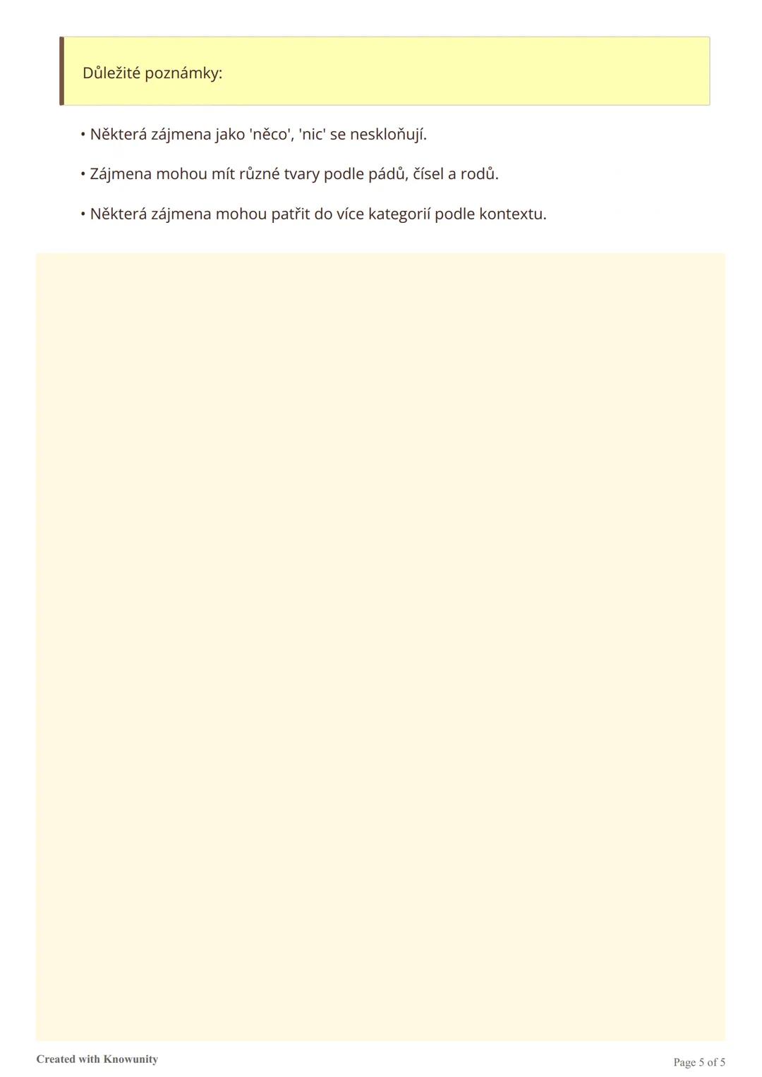 Zájmena
Přehled různých druhů zájmen v češtině a jejich použití ve větách.
Co jsou zájmena?
Zájmena (pronomena) jsou slovní druh, který nahr