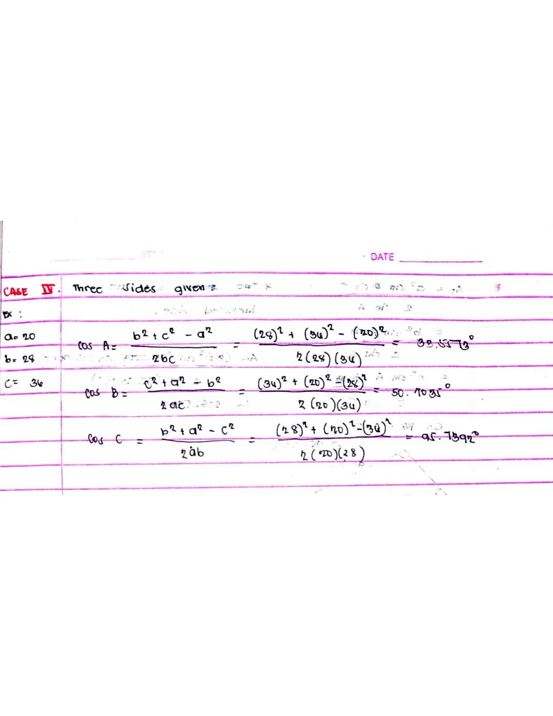 SOLUTION OF OBLIQUE
CINE LAW
a
sin A
COSINE
c²
CAGE J
Å
6²
92 =
Ex L)
*
A, B
B, C, b
А.С.С
* C =
a = 20
b
C
C =
sin A
20
C=
=
* DOA a
b
sin 