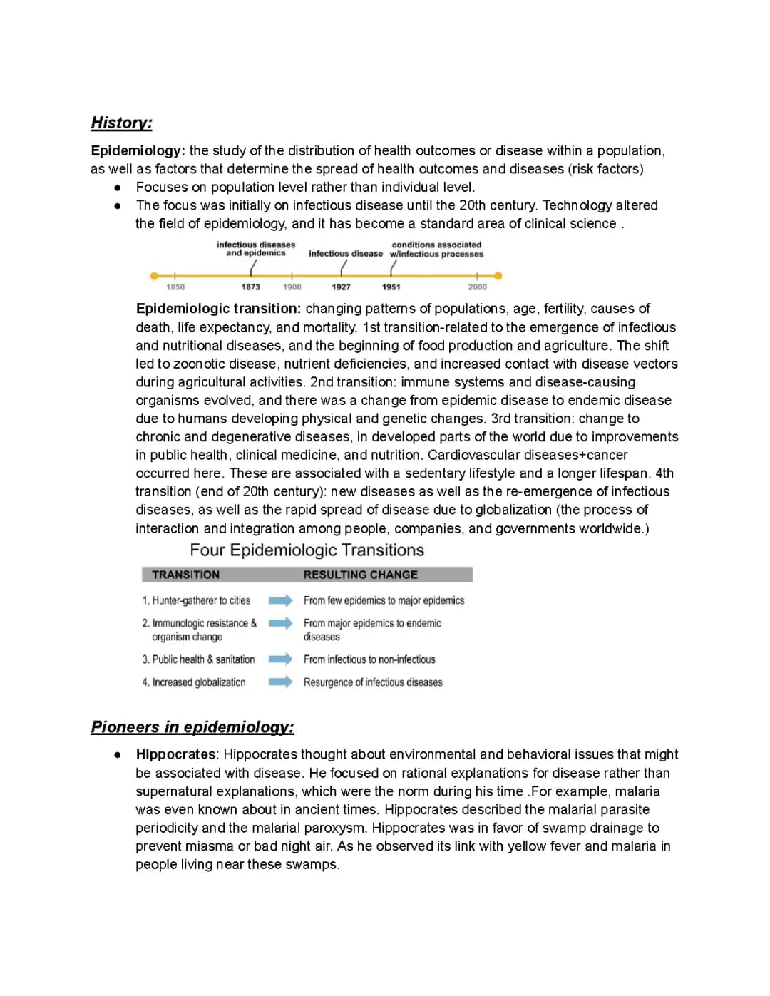 Brief notes on epidemiology 