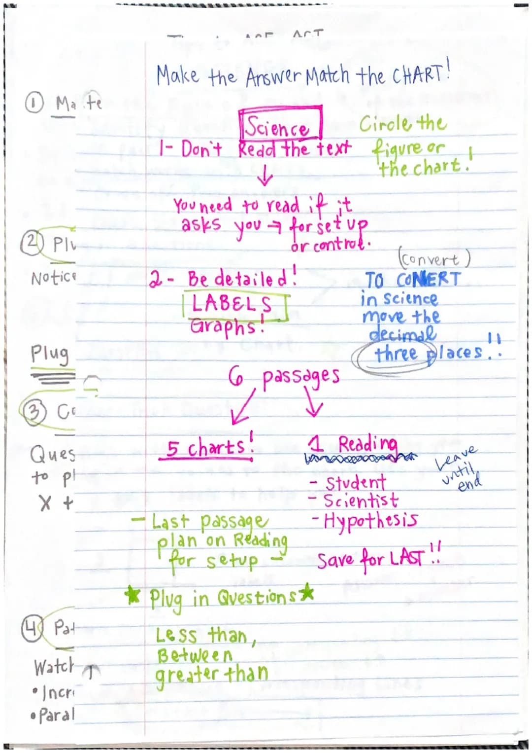 1 Ma te
Pl
Notice
Plug
3) C₁
Ques
to pl
X +
(4) Pat
Watch
• Incri
• Paral
*
Make the Answer Match the CHART!
Science
1- Don't Read the text
