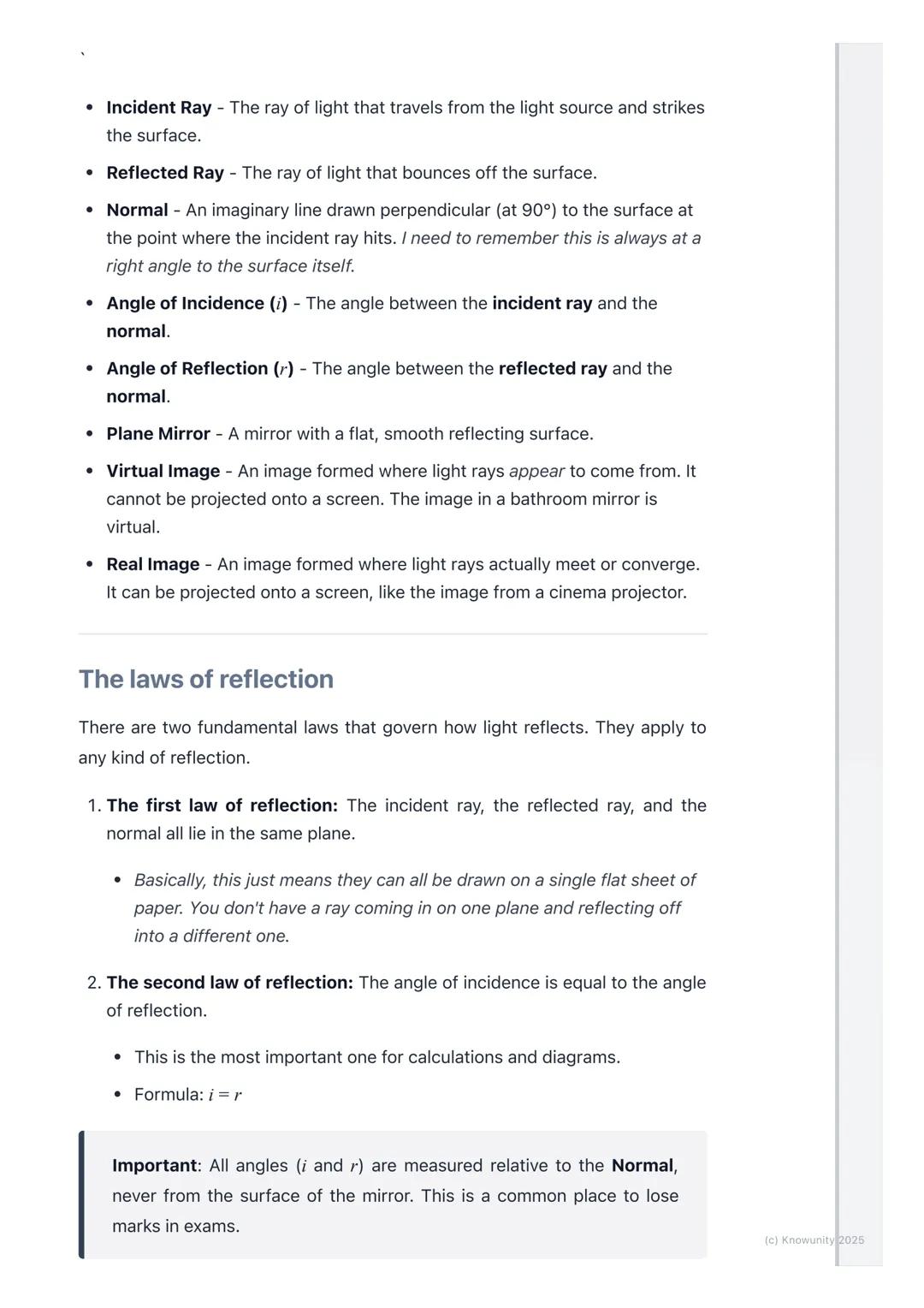 # Reflection of Light

An introduction to reflection

Reflection is what happens when light bounces off a surface. It's the reason
we can se